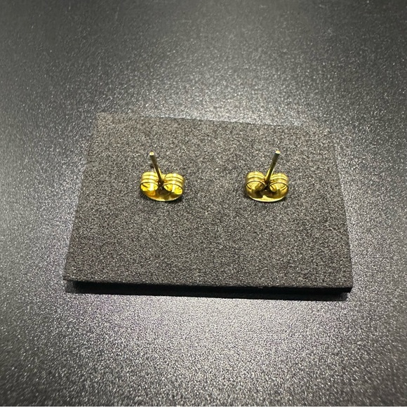 Michael Kors Signature Gold and Black Toned Square Pierced Earrings VTG - Picture 4 of 8